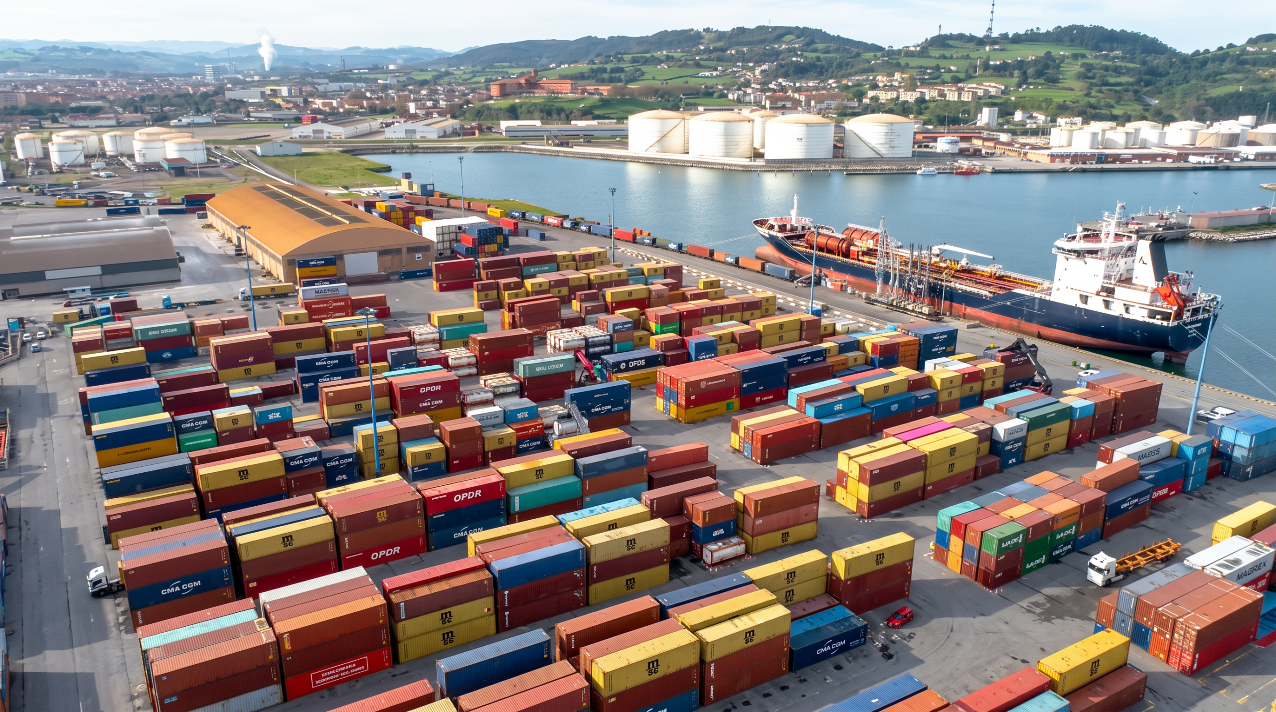 Vista aérea de la terminal de graneles sólidos de El Musel, puerto de Gijón