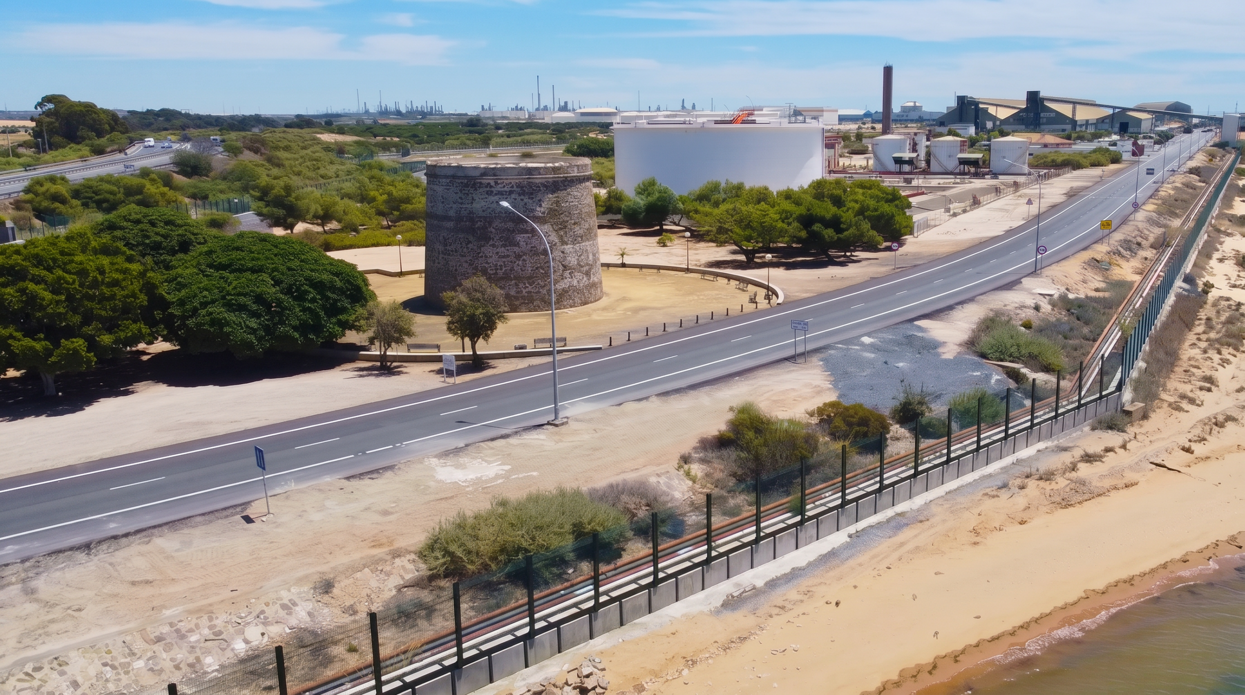 Vallado DTAC en el perímetro del puerto de Huelva
